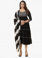 Georgette Black Casual Wear Stylish Readymade Dress With Dupatta